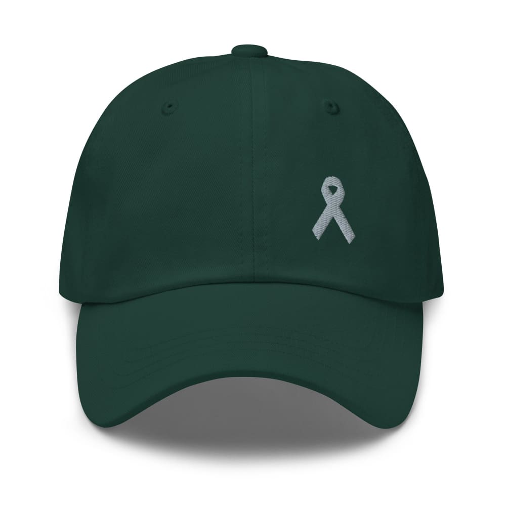 Parkinson's Awareness & Brain Tumor Awareness Dad Hat with Grey Ribbon