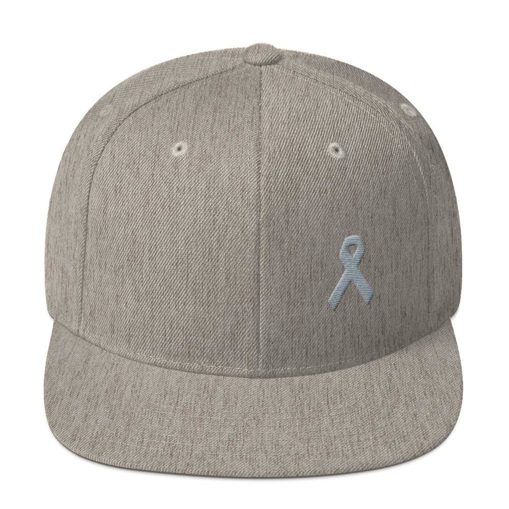 Parkinson's Awareness & Brain Tumor Awareness Flat Brim Snapback Hat with Grey Ribbon