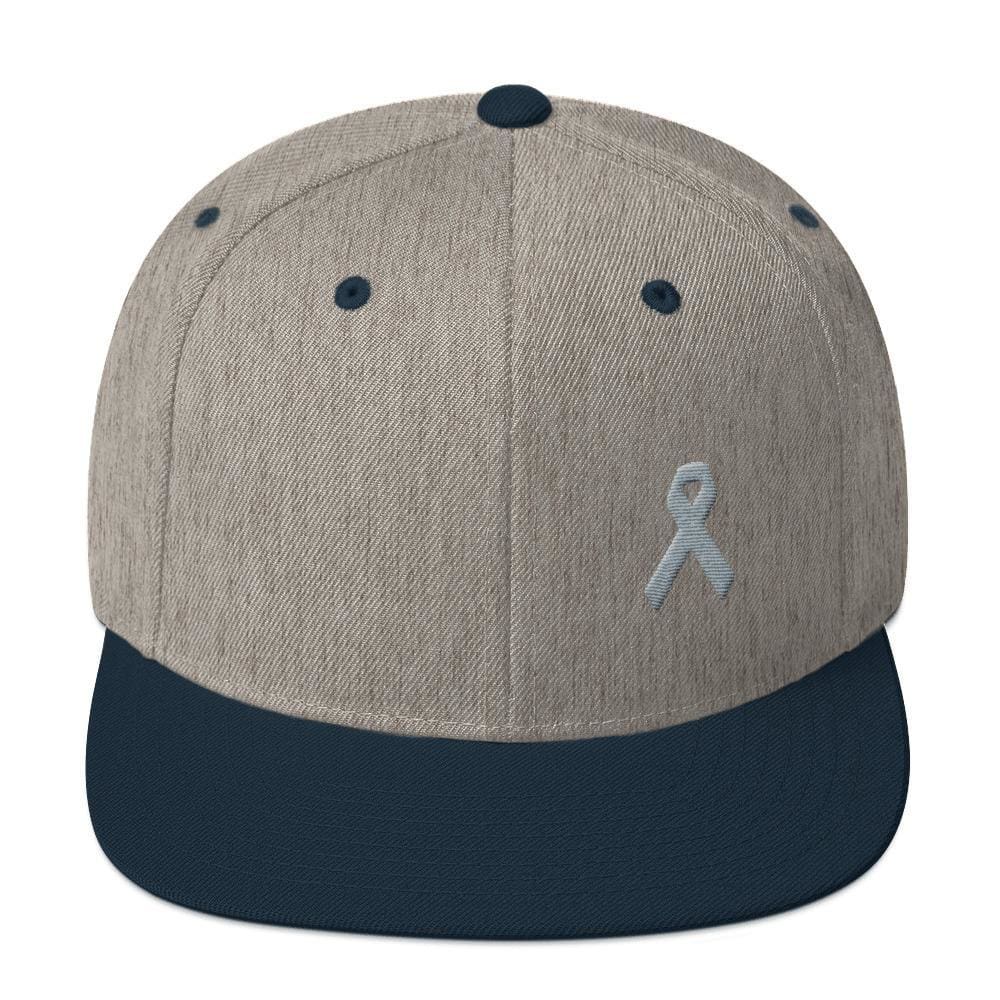 Parkinson's Awareness & Brain Tumor Awareness Flat Brim Snapback Hat with Grey Ribbon