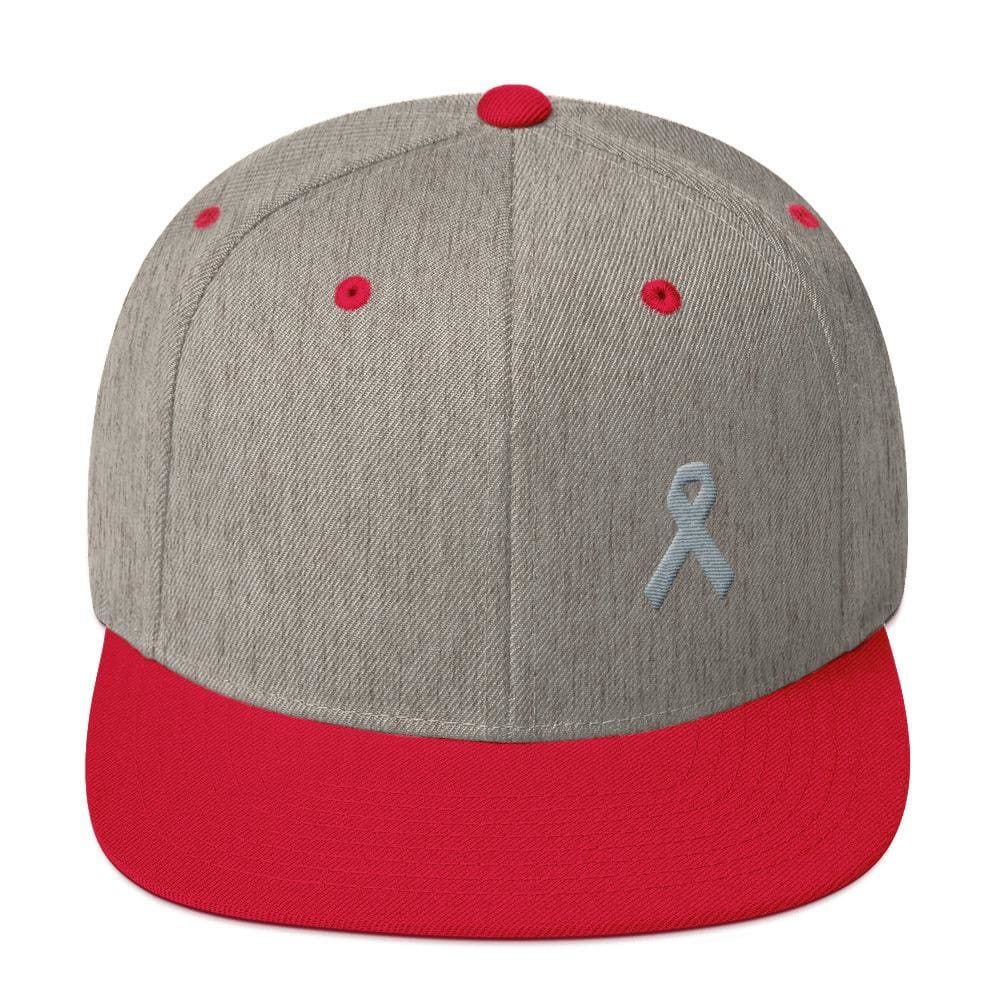 Parkinson's Awareness & Brain Tumor Awareness Flat Brim Snapback Hat with Grey Ribbon