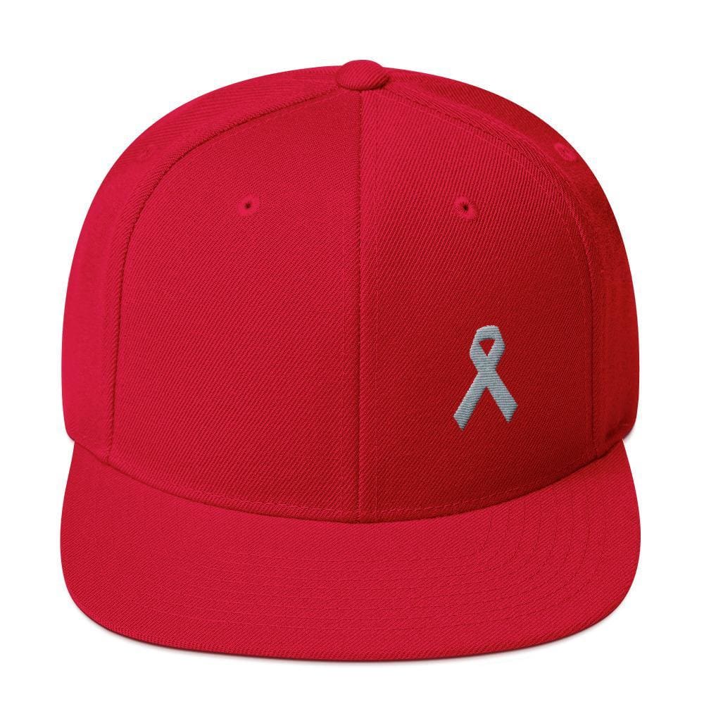 Parkinson's Awareness & Brain Tumor Awareness Flat Brim Snapback Hat with Grey Ribbon