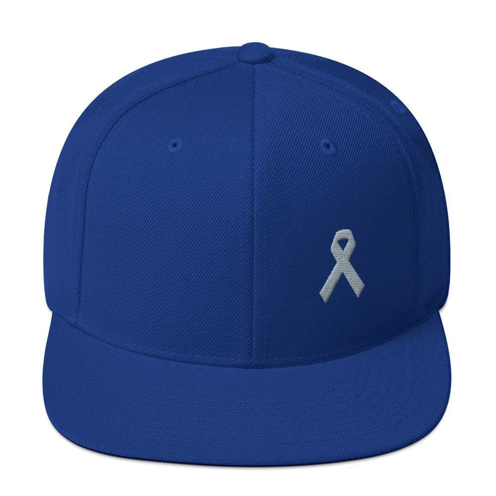 Parkinson's Awareness & Brain Tumor Awareness Flat Brim Snapback Hat with Grey Ribbon