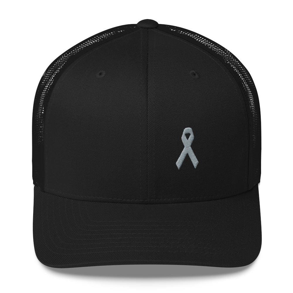 Parkinson's Awareness & Brain Tumor Awareness Snapback Trucker Hat with Grey Ribbon