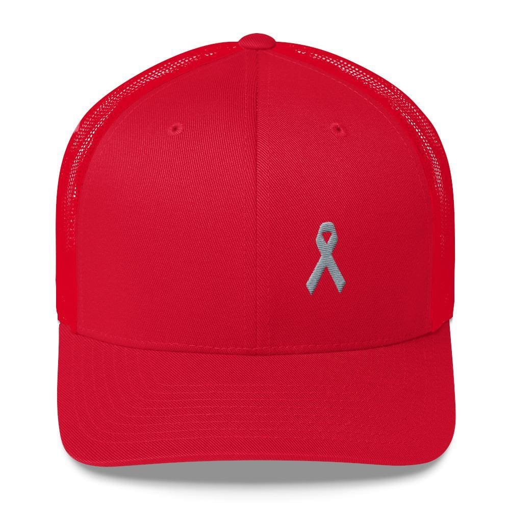 Parkinson's Awareness & Brain Tumor Awareness Snapback Trucker Hat with Grey Ribbon