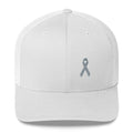 Parkinson's Awareness & Brain Tumor Awareness Snapback Trucker Hat with Grey Ribbon