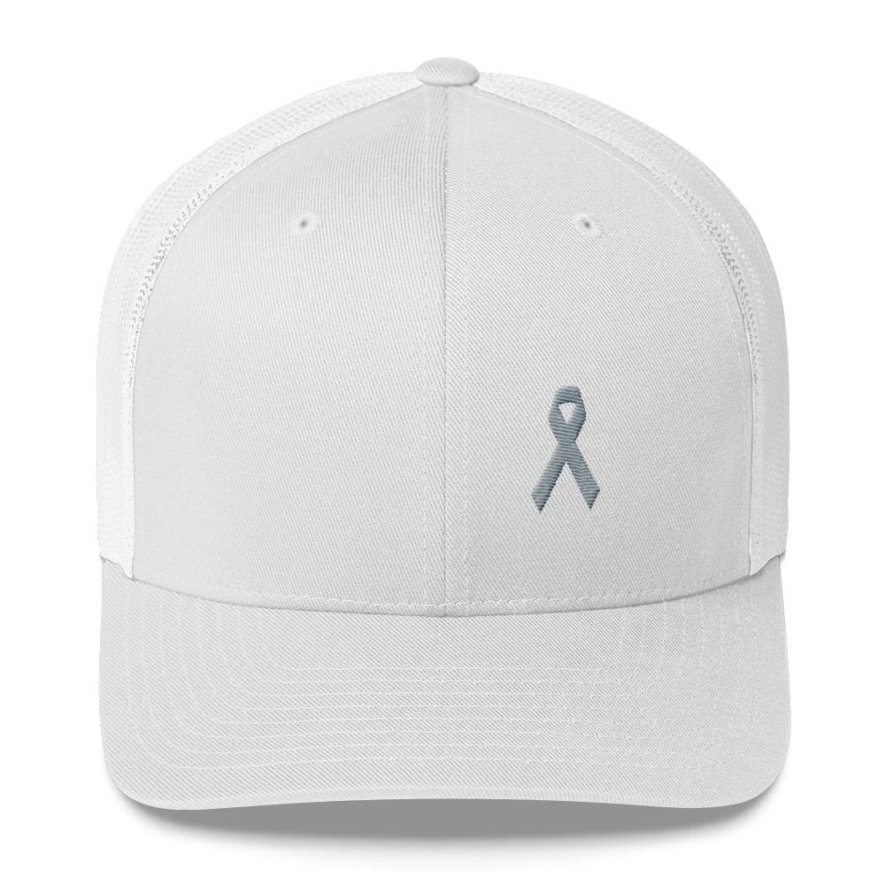 Parkinson's Awareness & Brain Tumor Awareness Snapback Trucker Hat with Grey Ribbon