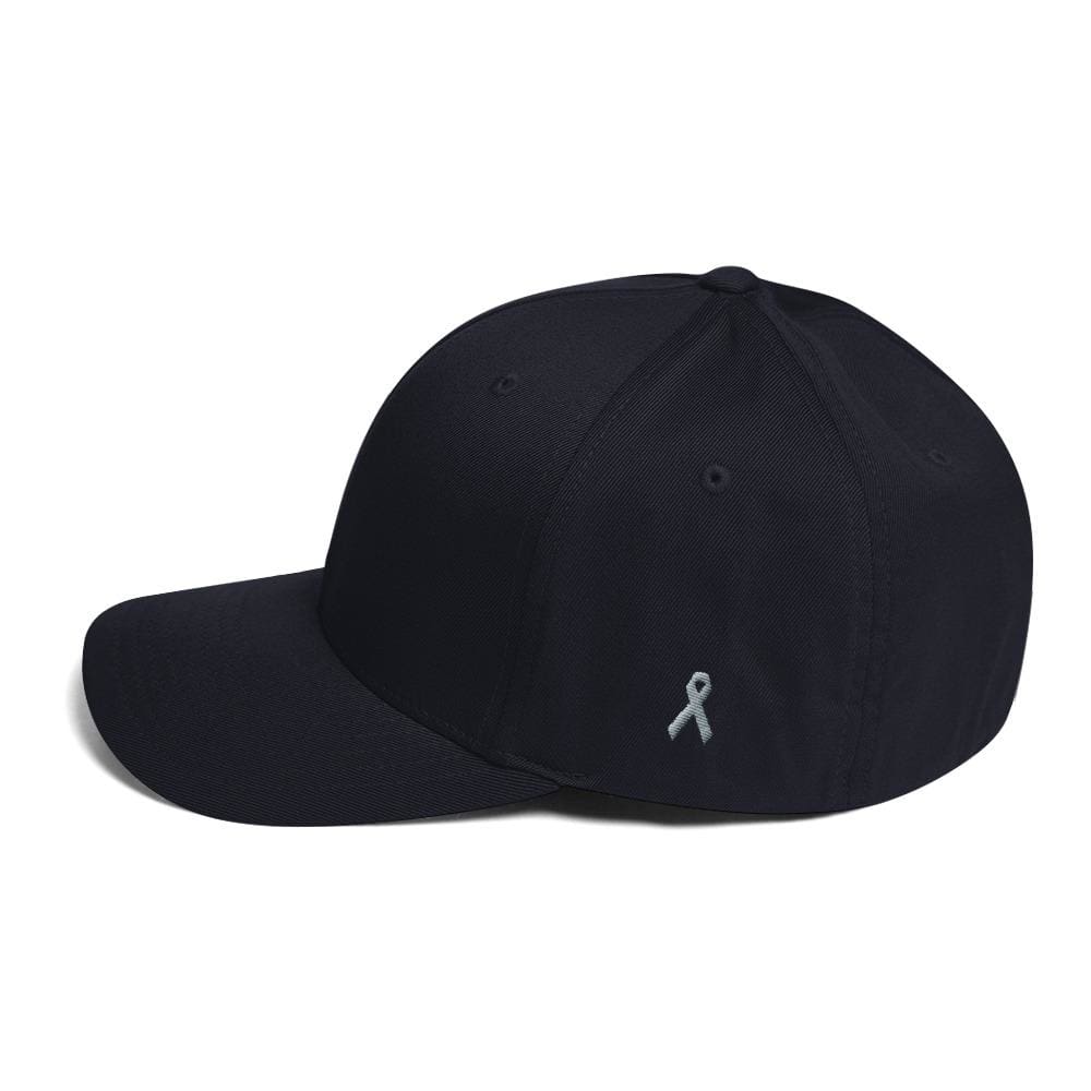 Parkinson's Awareness & Brain Tumor Awareness Twill Fitted Hat with Grey Ribbon on the Side