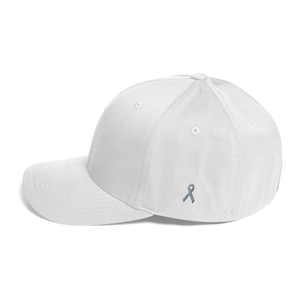 Parkinson's Awareness & Brain Tumor Awareness Twill Fitted Hat with Grey Ribbon on the Side