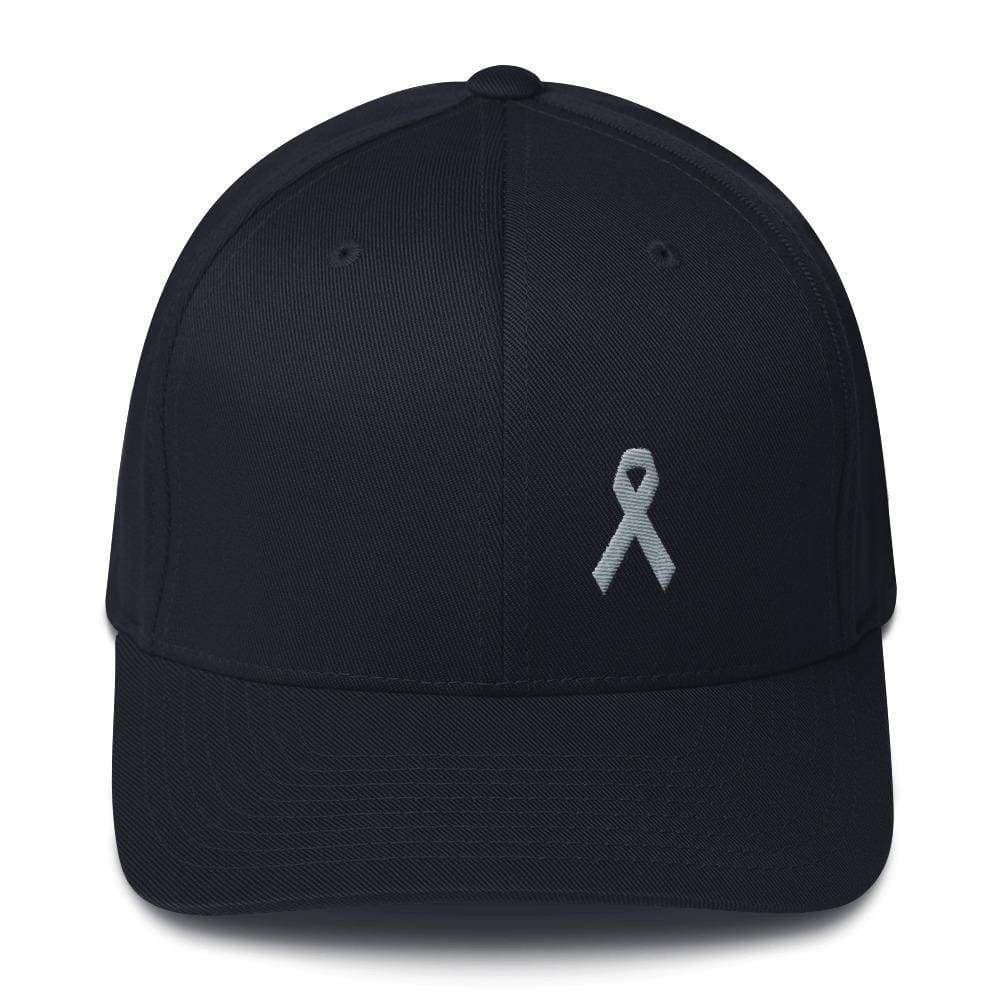 Parkinson's Awareness & Brain Tumor Awareness Twill Fitted Hat with Grey Ribbon