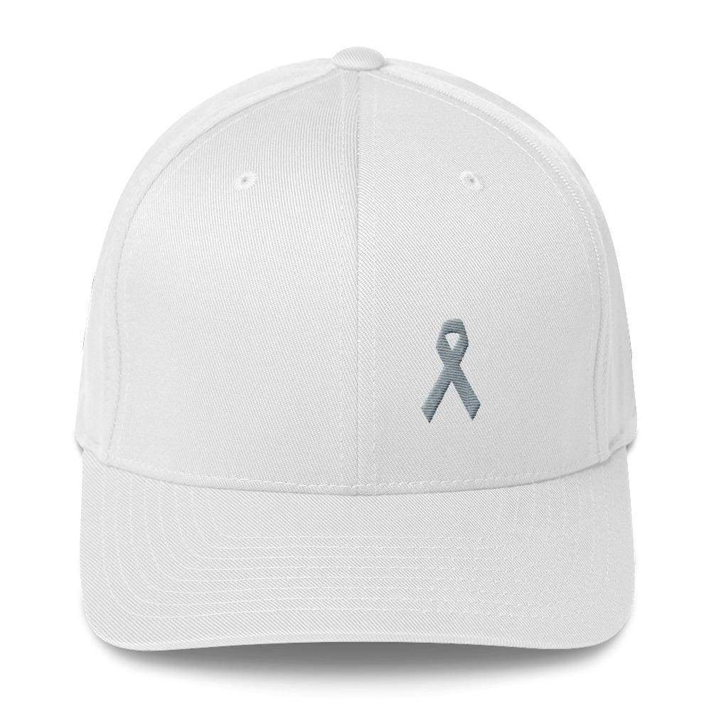 Parkinson's Awareness & Brain Tumor Awareness Twill Fitted Hat with Grey Ribbon