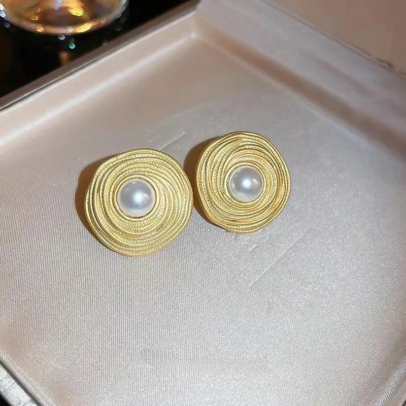 Pearl Orbit Stud Earrings