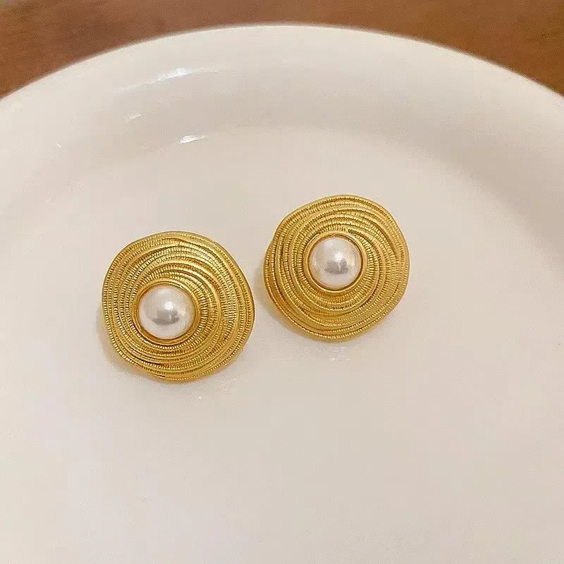 Pearl Orbit Stud Earrings