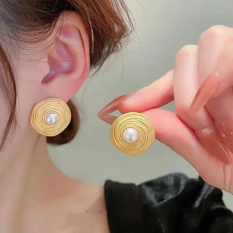 Pearl Orbit Stud Earrings