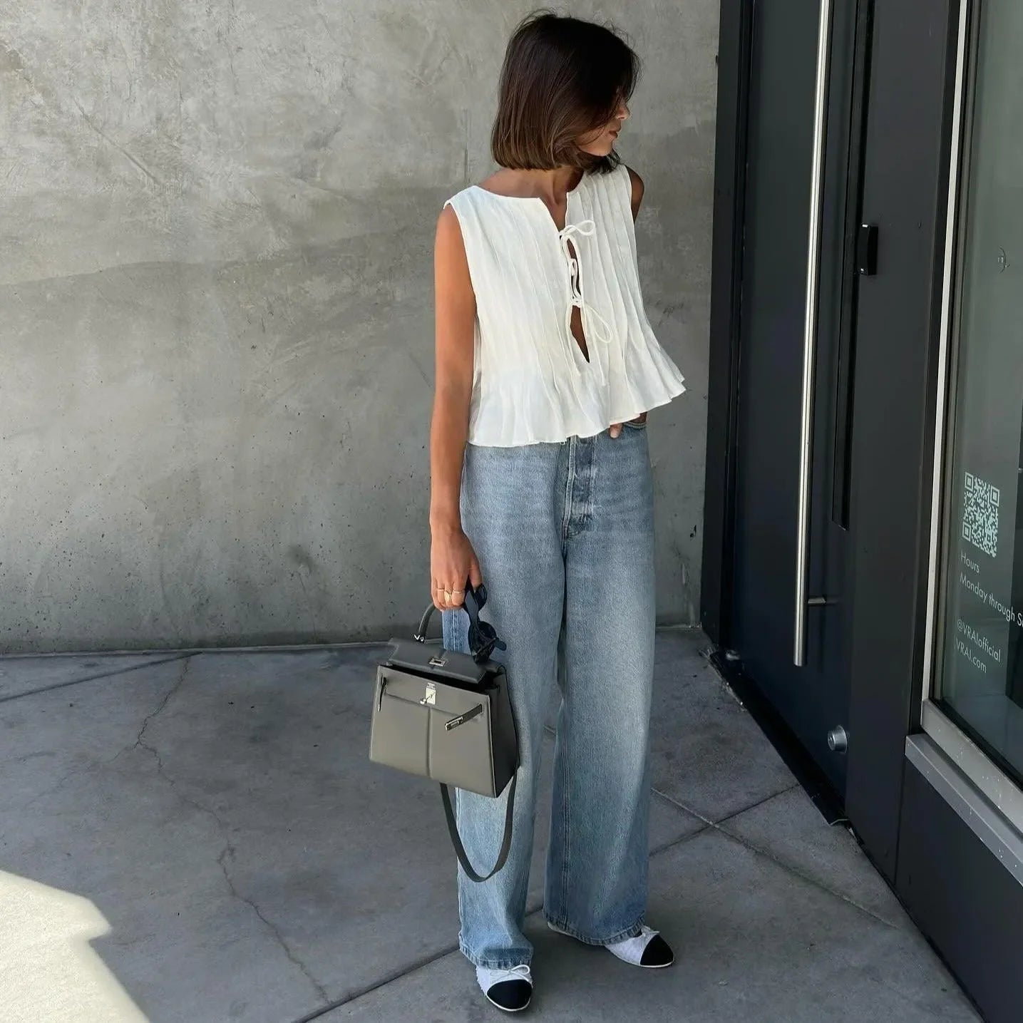 Perilla Cotton Pleated Top