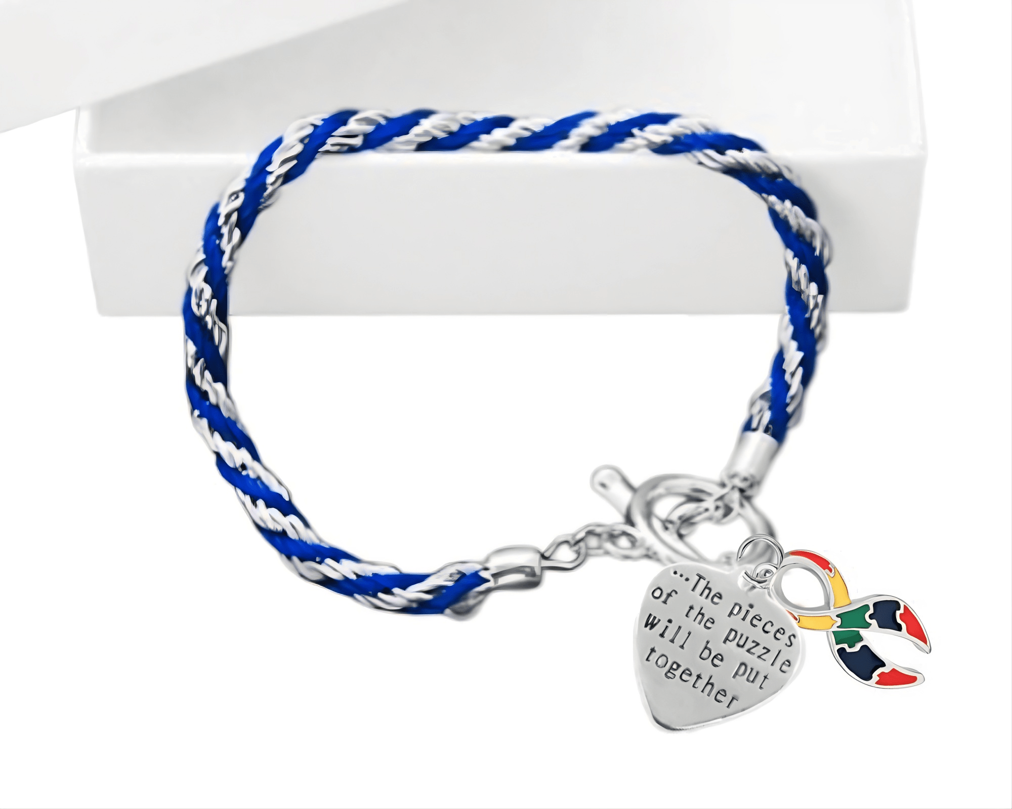 Pieces of the Puzzle Autism Ribbon Rope Style Bracelets