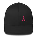 Pink Ribbon Fitted Hat - Breast Cancer Awareness Hat