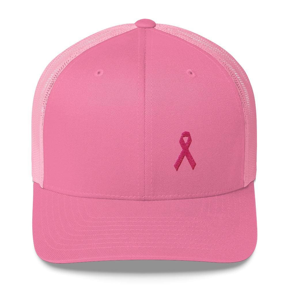 Pink Ribbon Snapback Trucker Hat - Breast Cancer Awareness Trucker