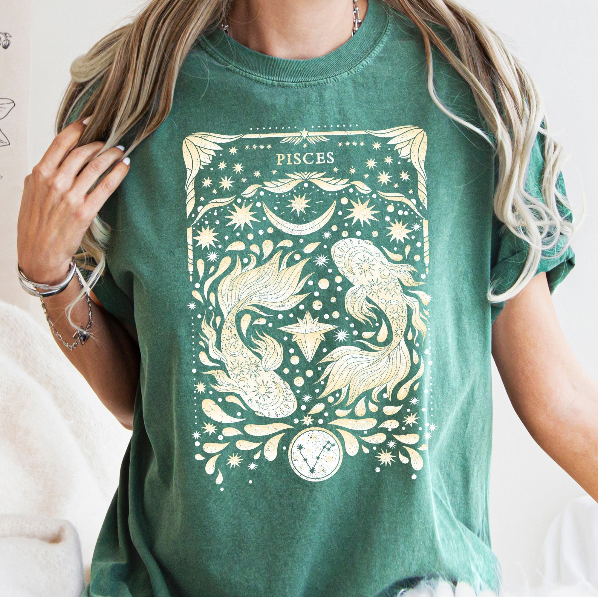 Pisces Celestial Zodiac Comfort Colors Tees, Horoscope, Astrology
