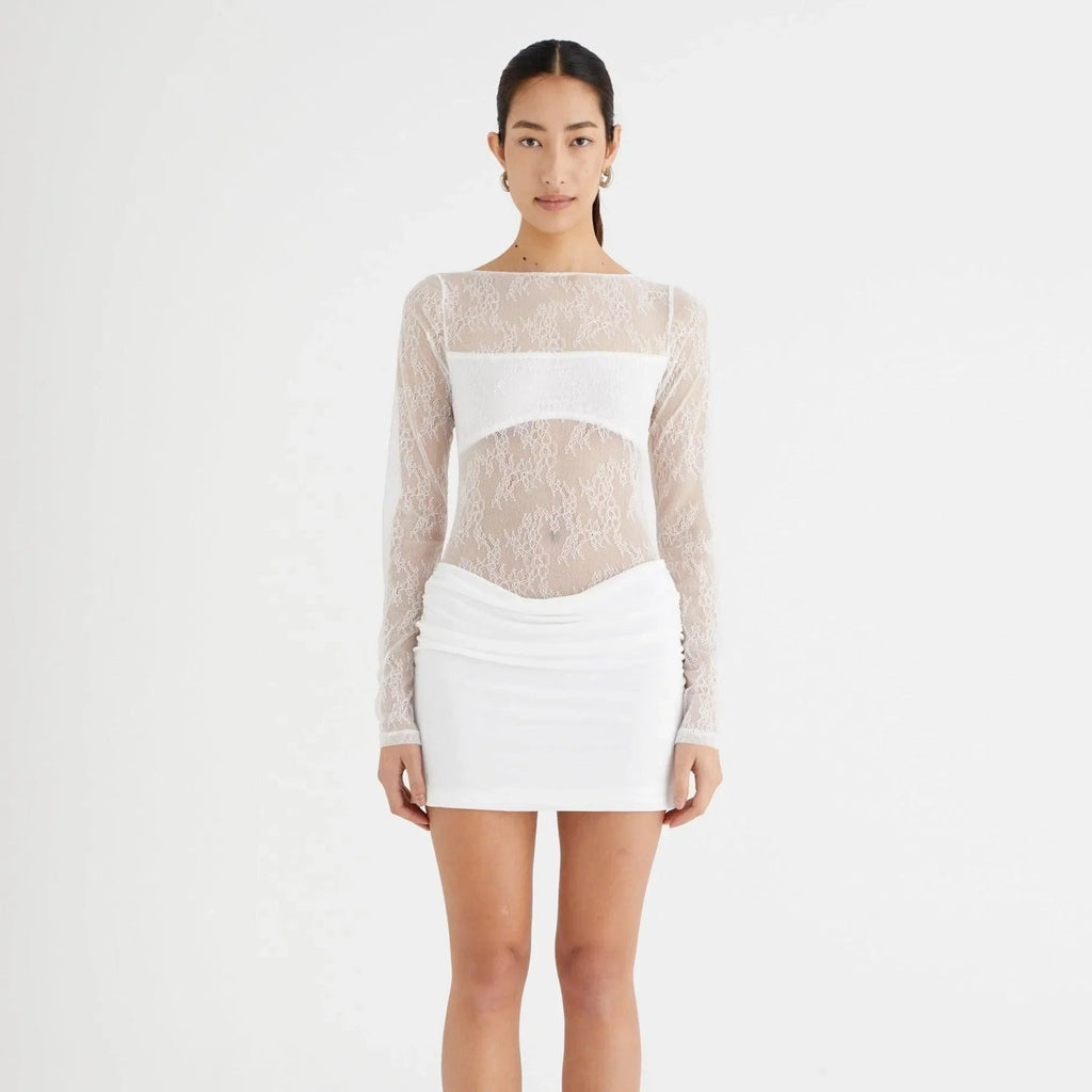 Playful Charm White Lace Mini Dress