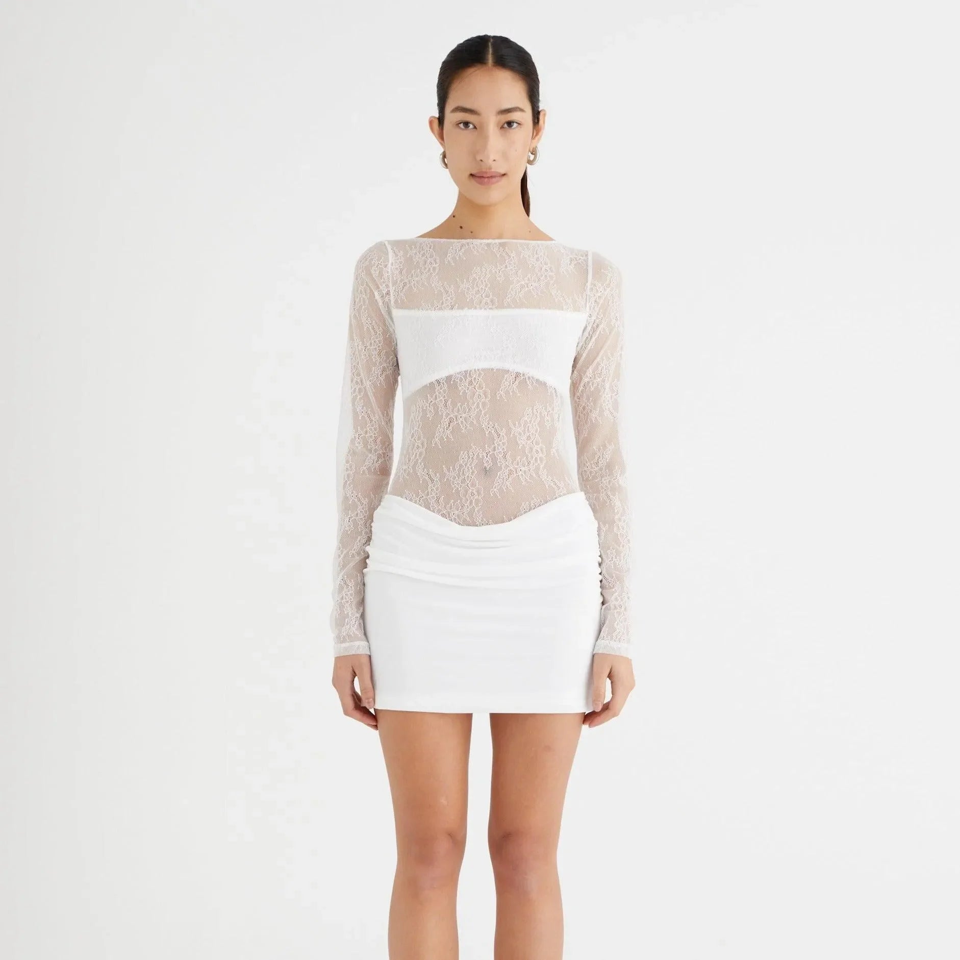 Playful Charm White Lace Mini Dress