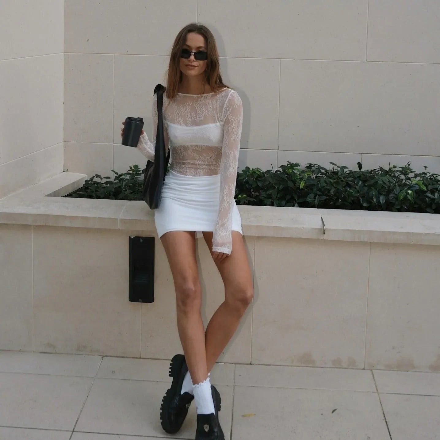 Playful Charm White Lace Mini Dress