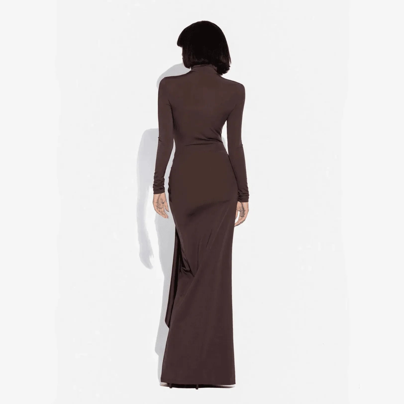 Playing Games Brown Long Sleeve Maxi Dress