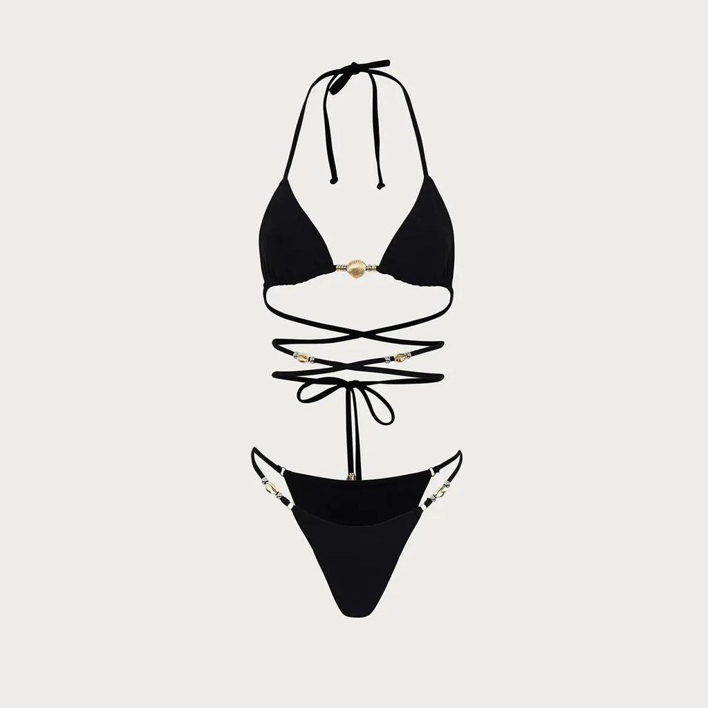 Positano Shell-Shaped Beads Halter Bikini