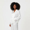 Silk Satin Pajama Set with Lace Cuffs