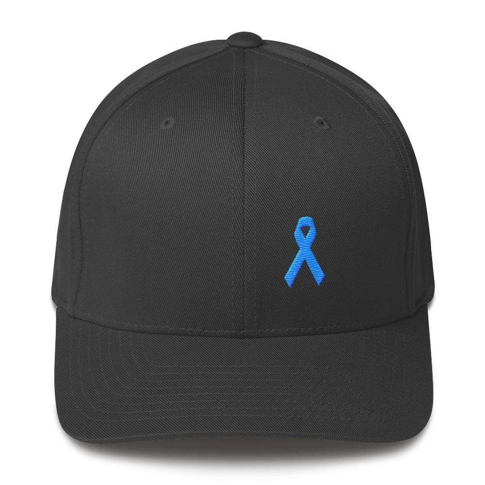 Prostate Cancer Awareness Fitted Hat with Light Blue Ribbon