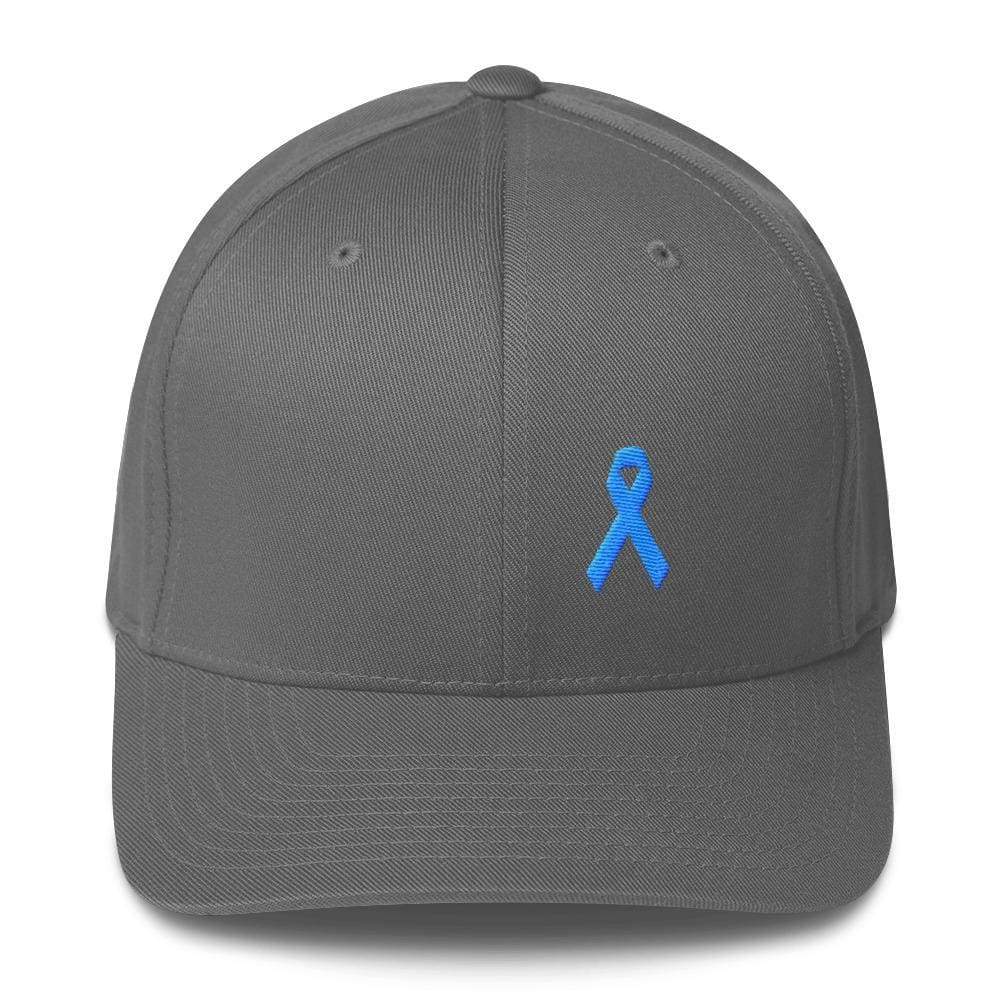 Prostate Cancer Awareness Fitted Hat with Light Blue Ribbon