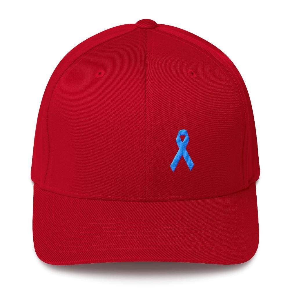 Prostate Cancer Awareness Fitted Hat with Light Blue Ribbon