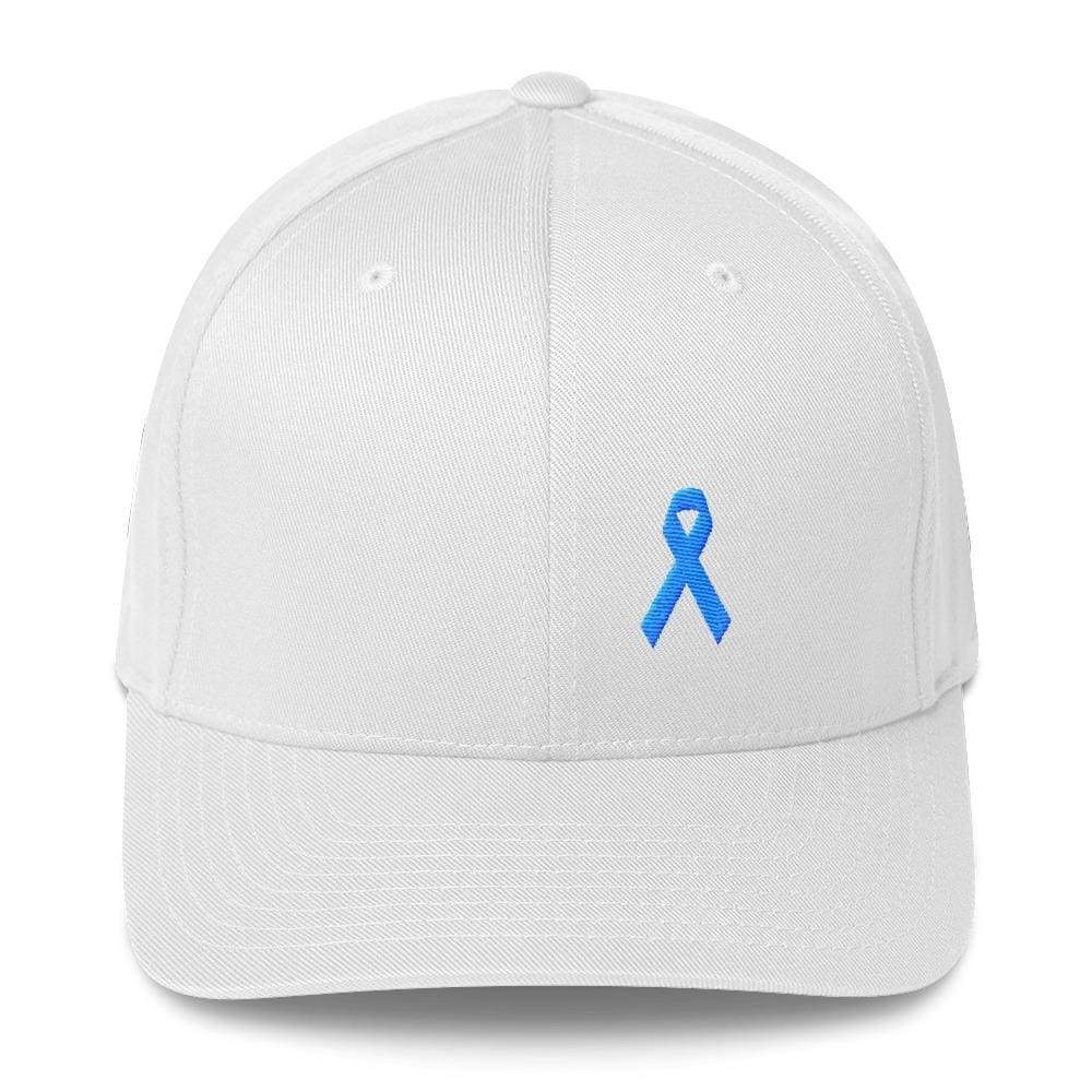 Prostate Cancer Awareness Fitted Hat with Light Blue Ribbon