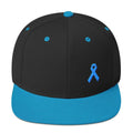 Prostate Cancer Awareness Flat Brim Snapback Hat with Light Blue Ribbon