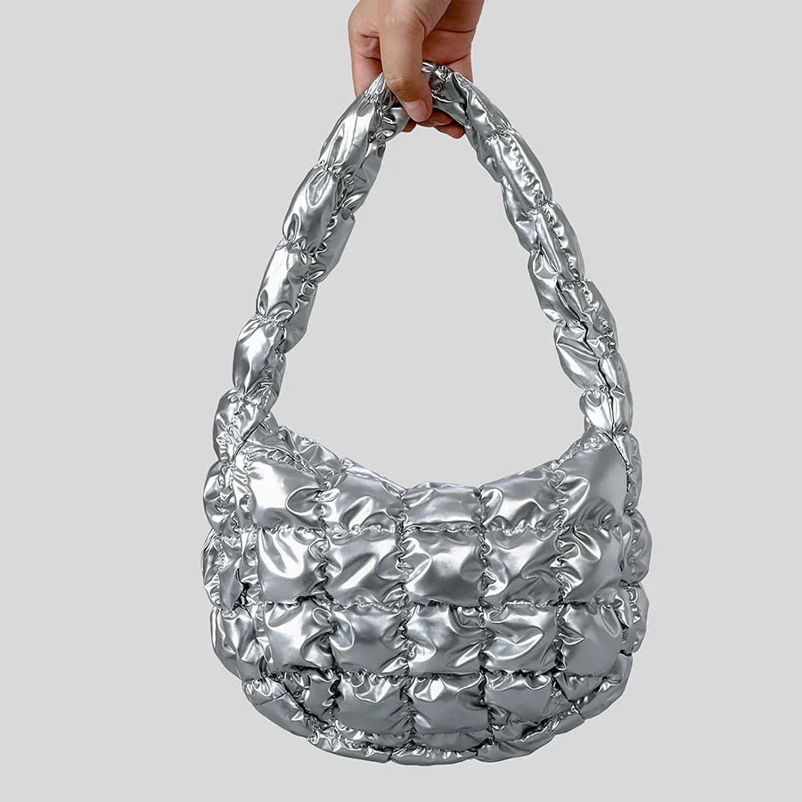 Pufira Ruched Quilted Shoulder Bag
