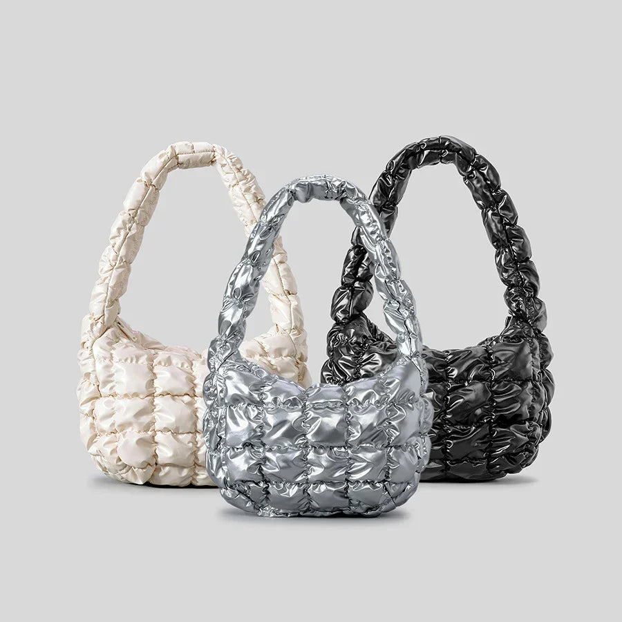 Pufira Ruched Quilted Shoulder Bag