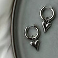 Punk Heart Pendant Silver Earrings
