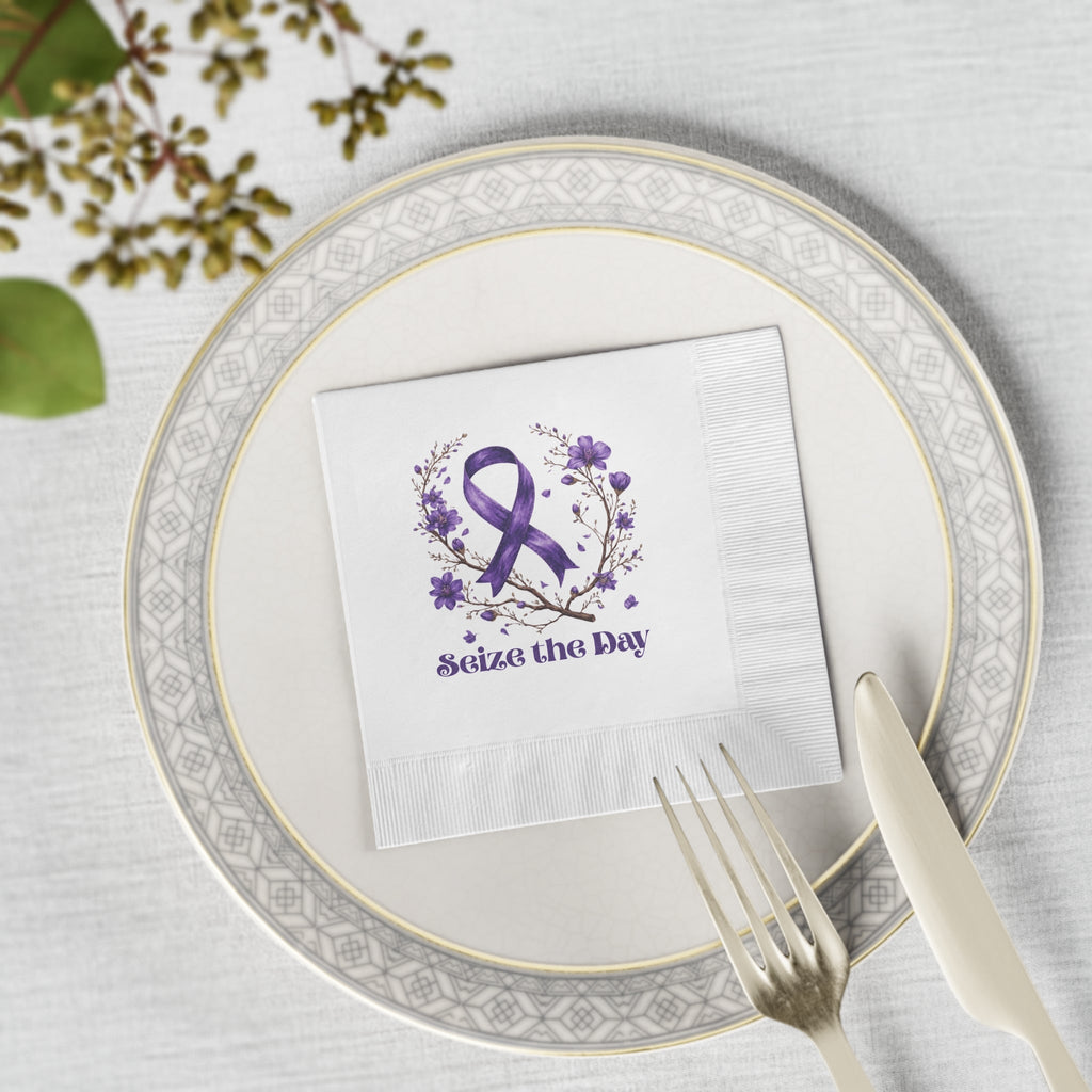 Purple Floral Seize the Day Napkins