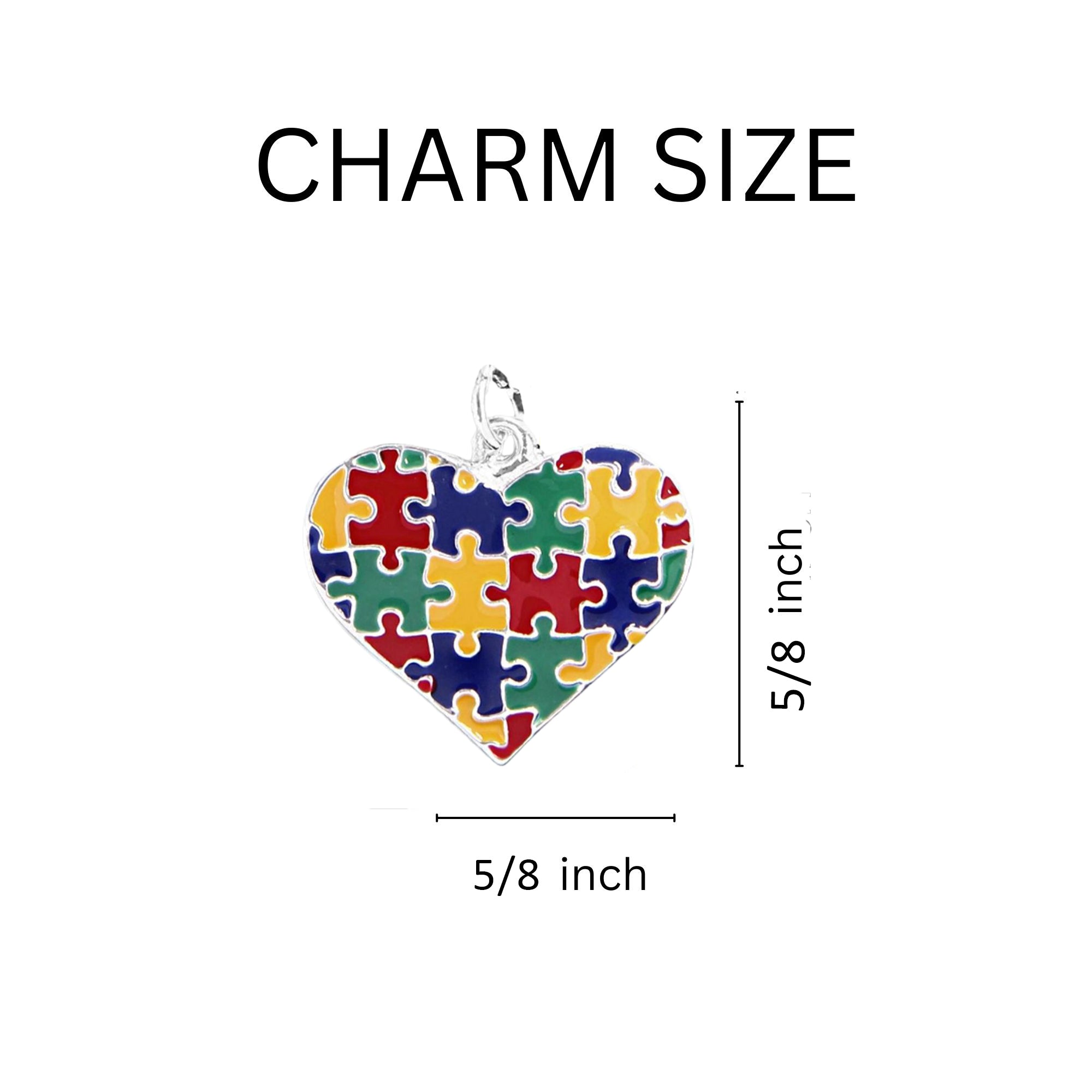 Puzzle Piece Autism Awareness Multicolored Heart Hanging Earrings