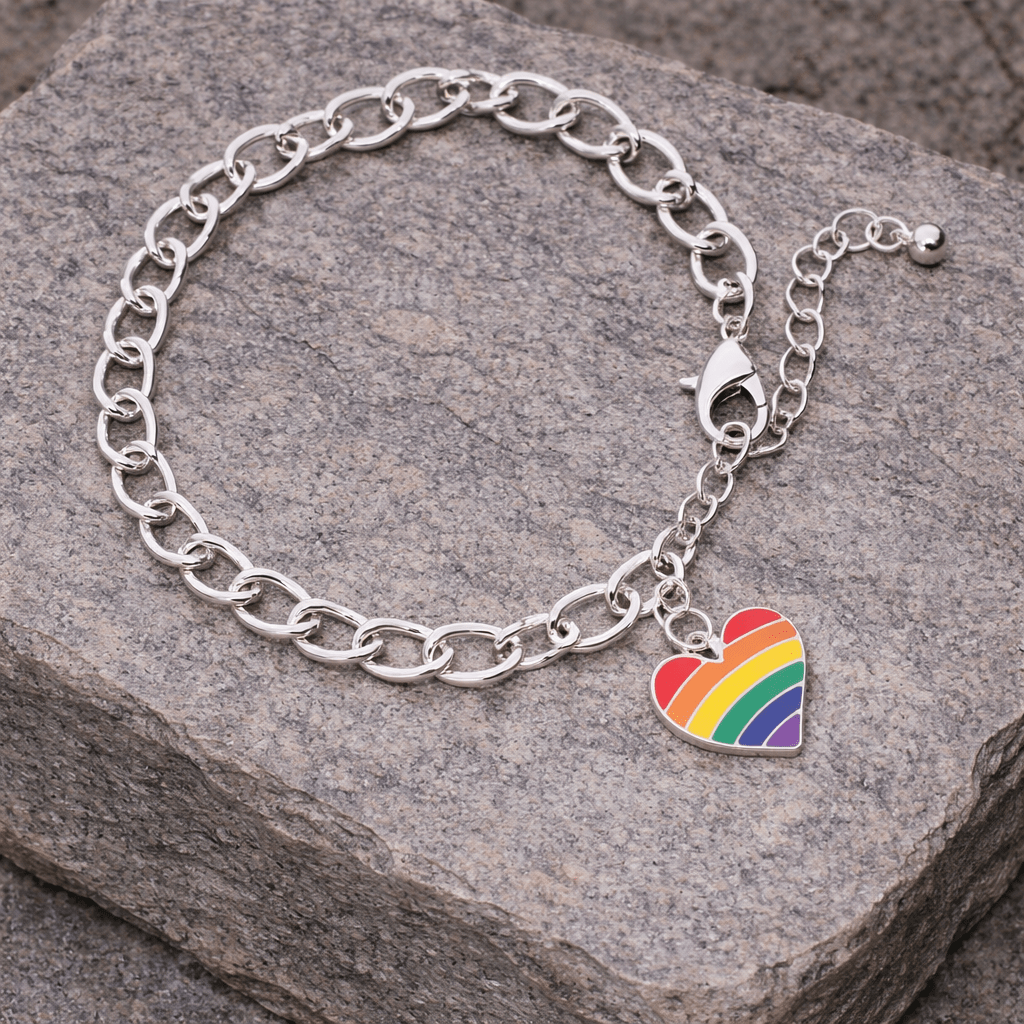 Rainbow Heart Gay Pride Charm Bracelets