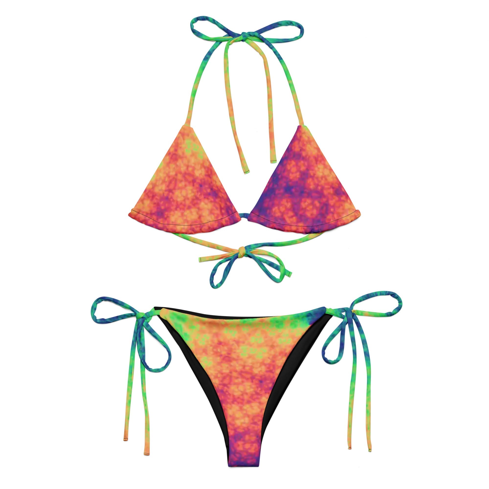 Rainbow 🌈 🌈 print recycled string bikini