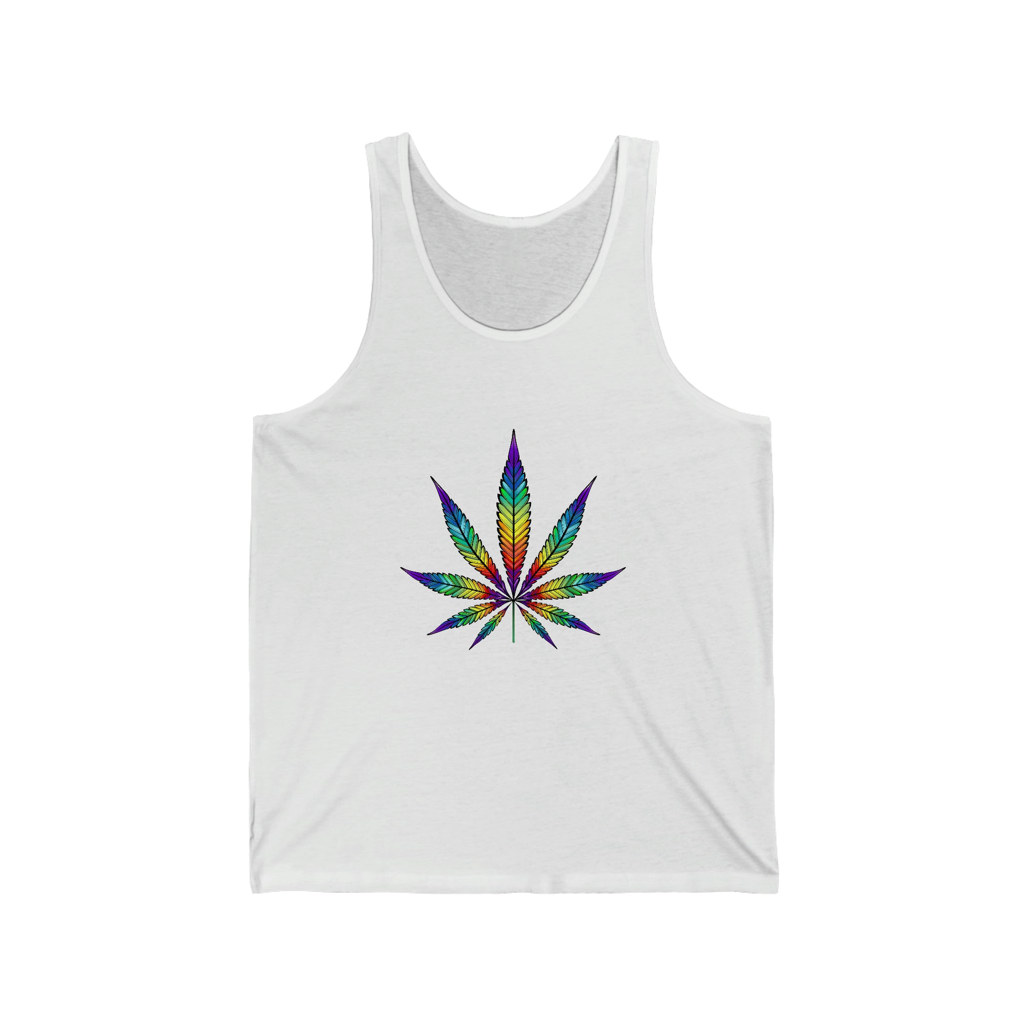 Rainbow Weed Leaf Unisex Jersey Tank