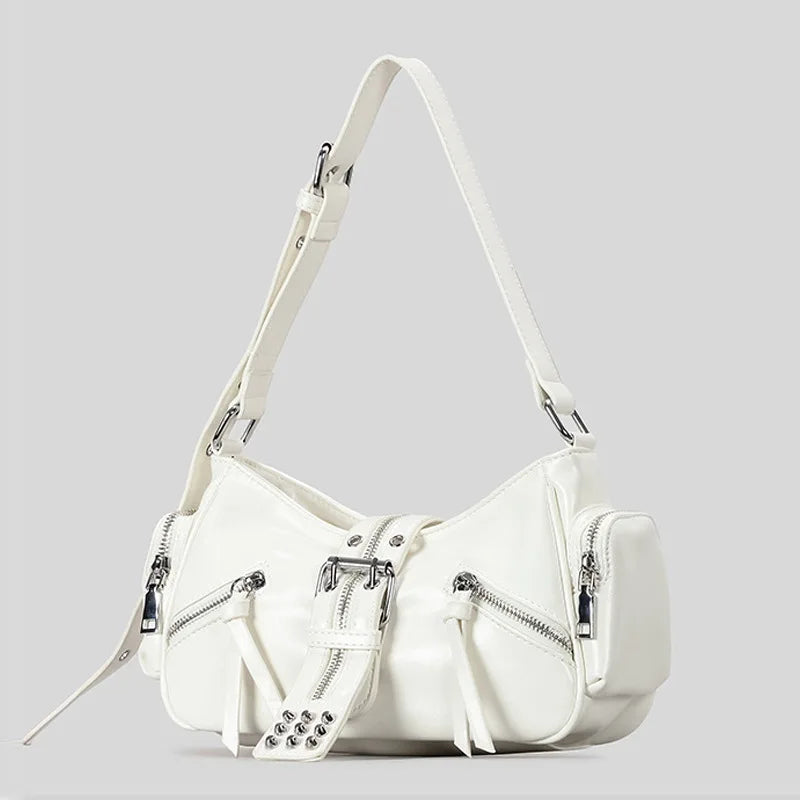 Ravix Rivet Multi-Zipper Shoulder Bag