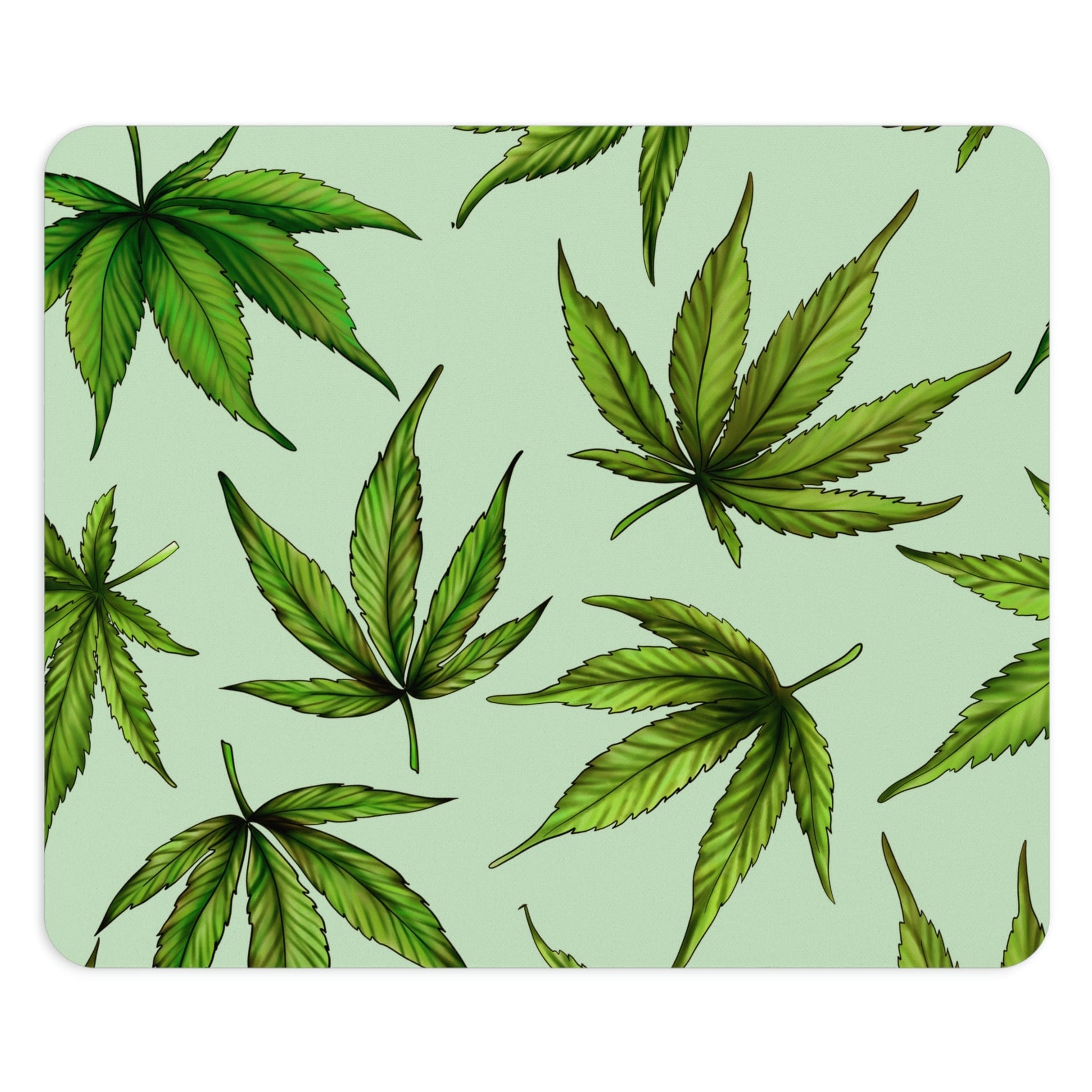 Green Marijuana Leaves Mouse Pad