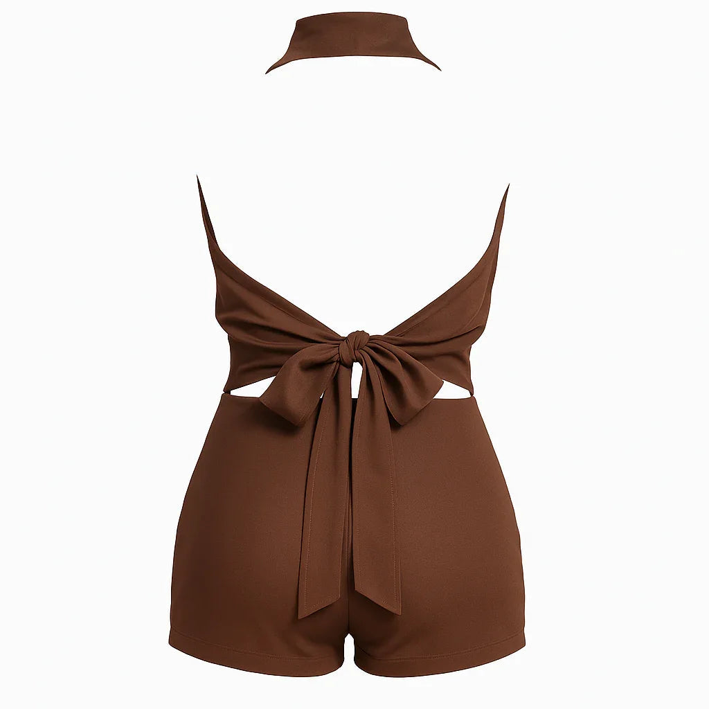 Revela Cowl Backless Two Piece Set