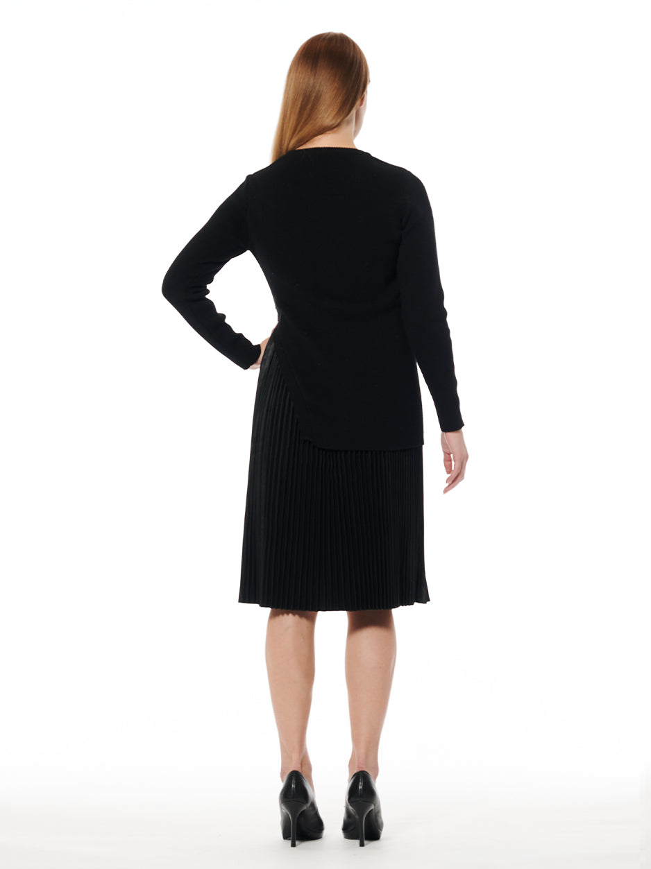 Ribbed Top Layered with Pleated Underdress