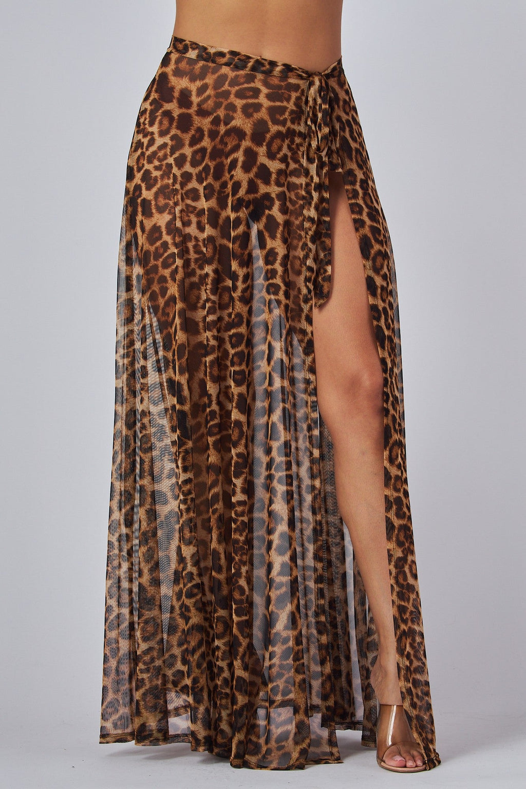 Daredevil Leopard Print Illusion See-Thru Skirt & Bodysuit Top Set/ Swimwear Set