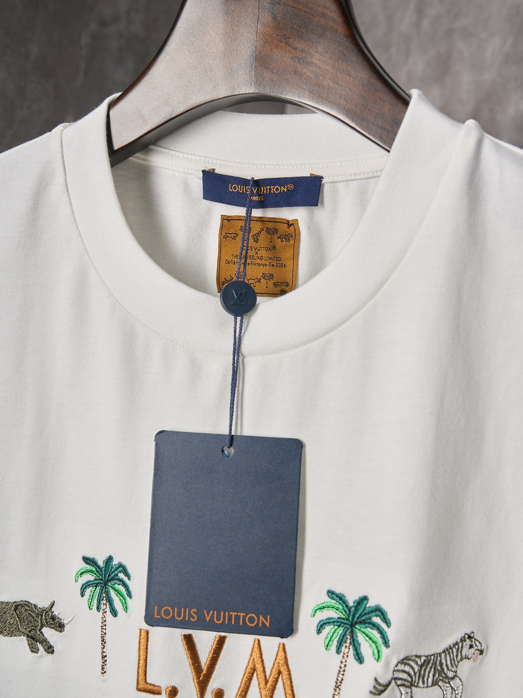 LV Palm Tree Animal Embroidered Crew Neck T shirt