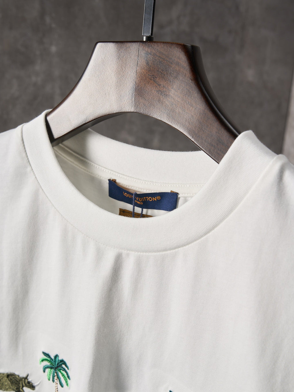 LV Palm Tree Animal Embroidered Crew Neck T shirt