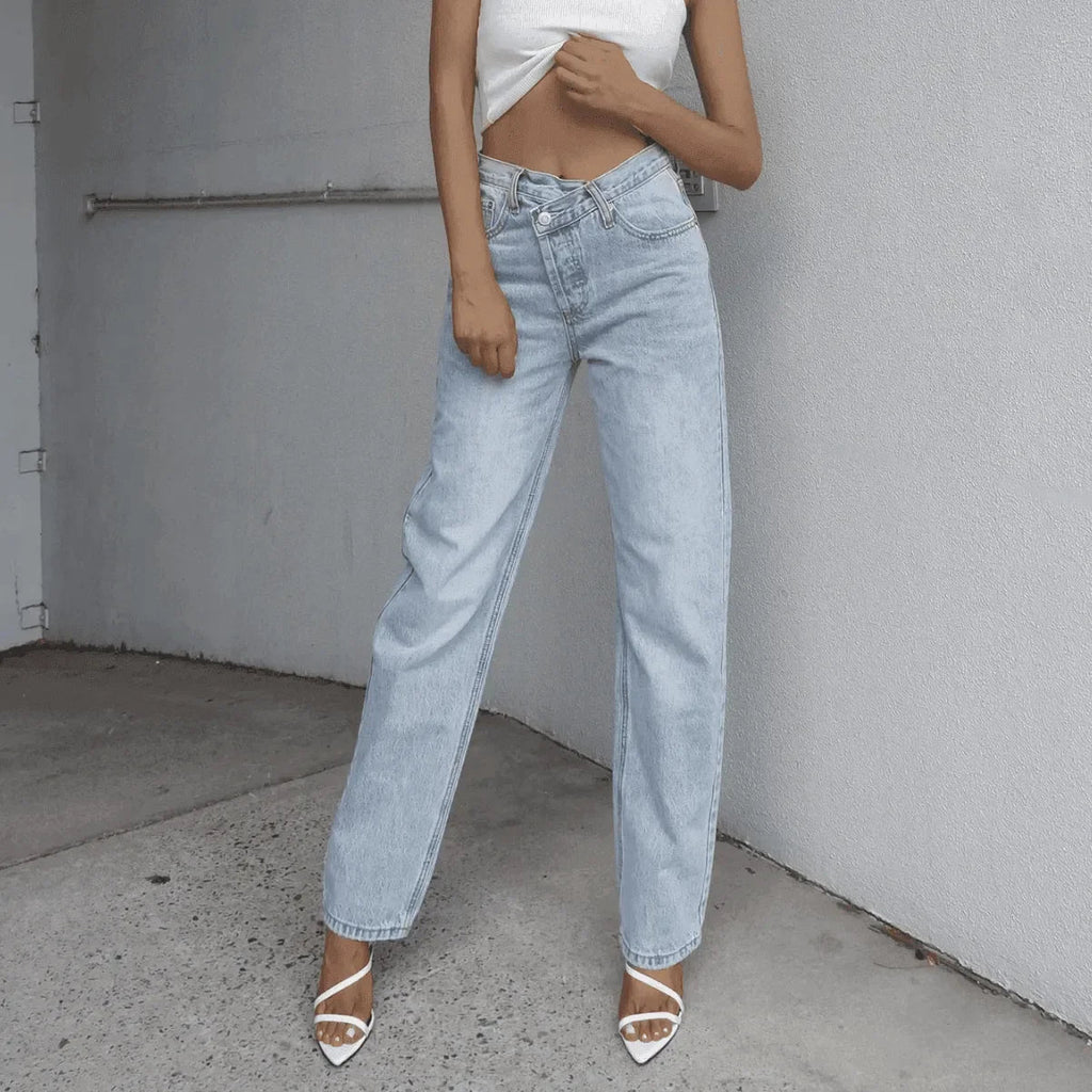 Rodeo Asymmetric Straight Leg Jeans