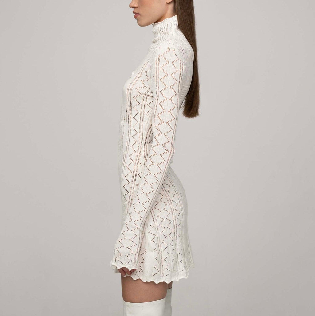 Romie Cotton Knitted Cut-Out Mini Dress